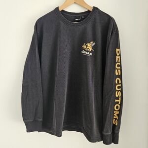 Deus Ex Machina Motorcycles Long Sleeve Shirt Large Black Graphic Logo Tee